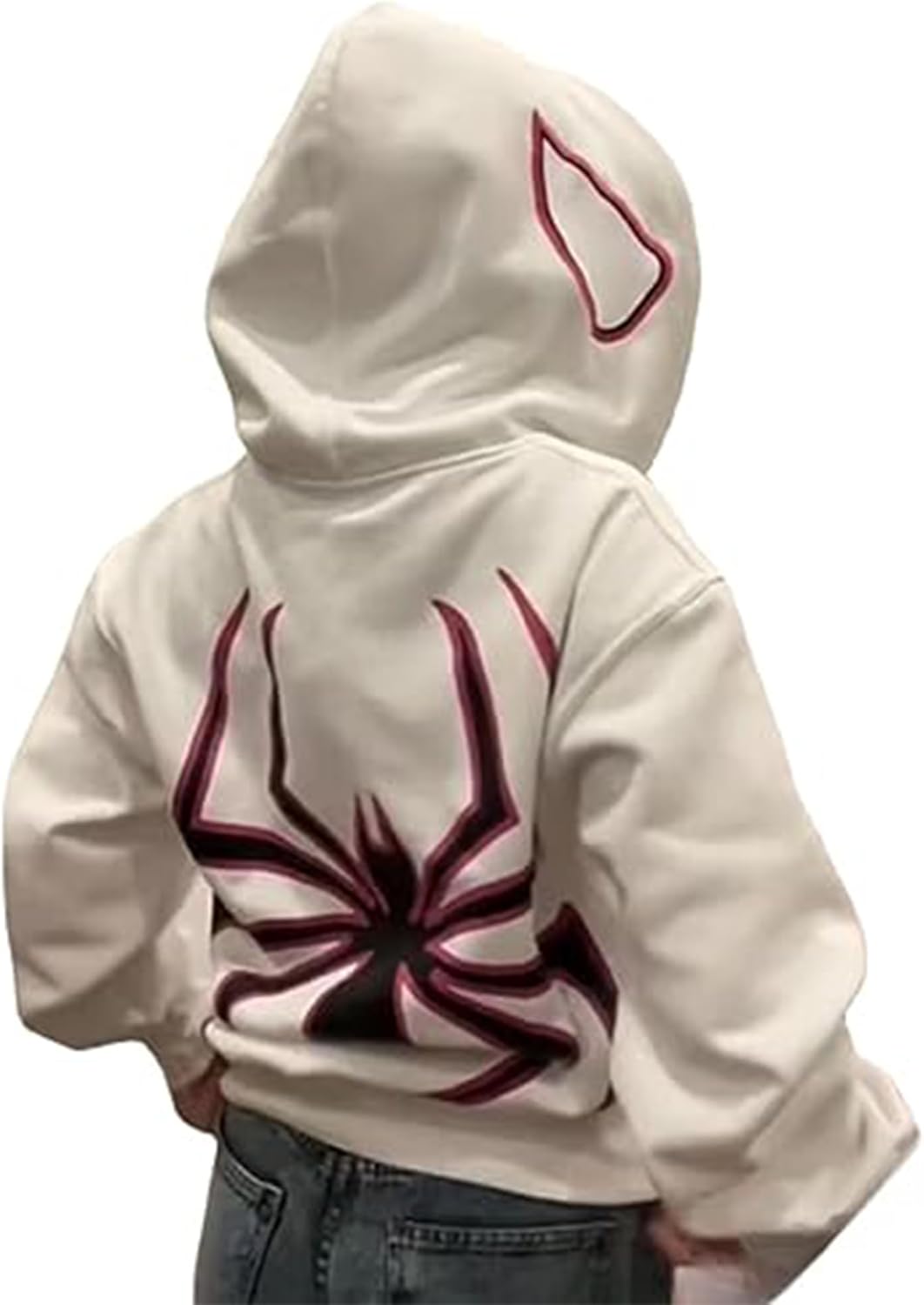 Women Men Oversized Harajuku Y2K Spider Graphic Hoodie Long Sleeve Full Zipper Jacket Coat Casual