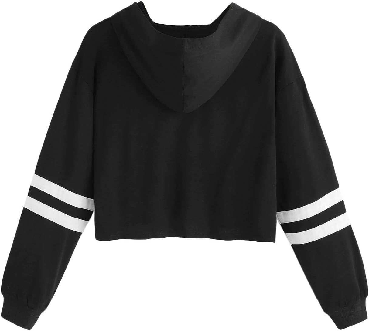 Women's Letter Print Color Block Long Sleeve Crop Top Hoodies Pullover Sweatshirt - Image 2