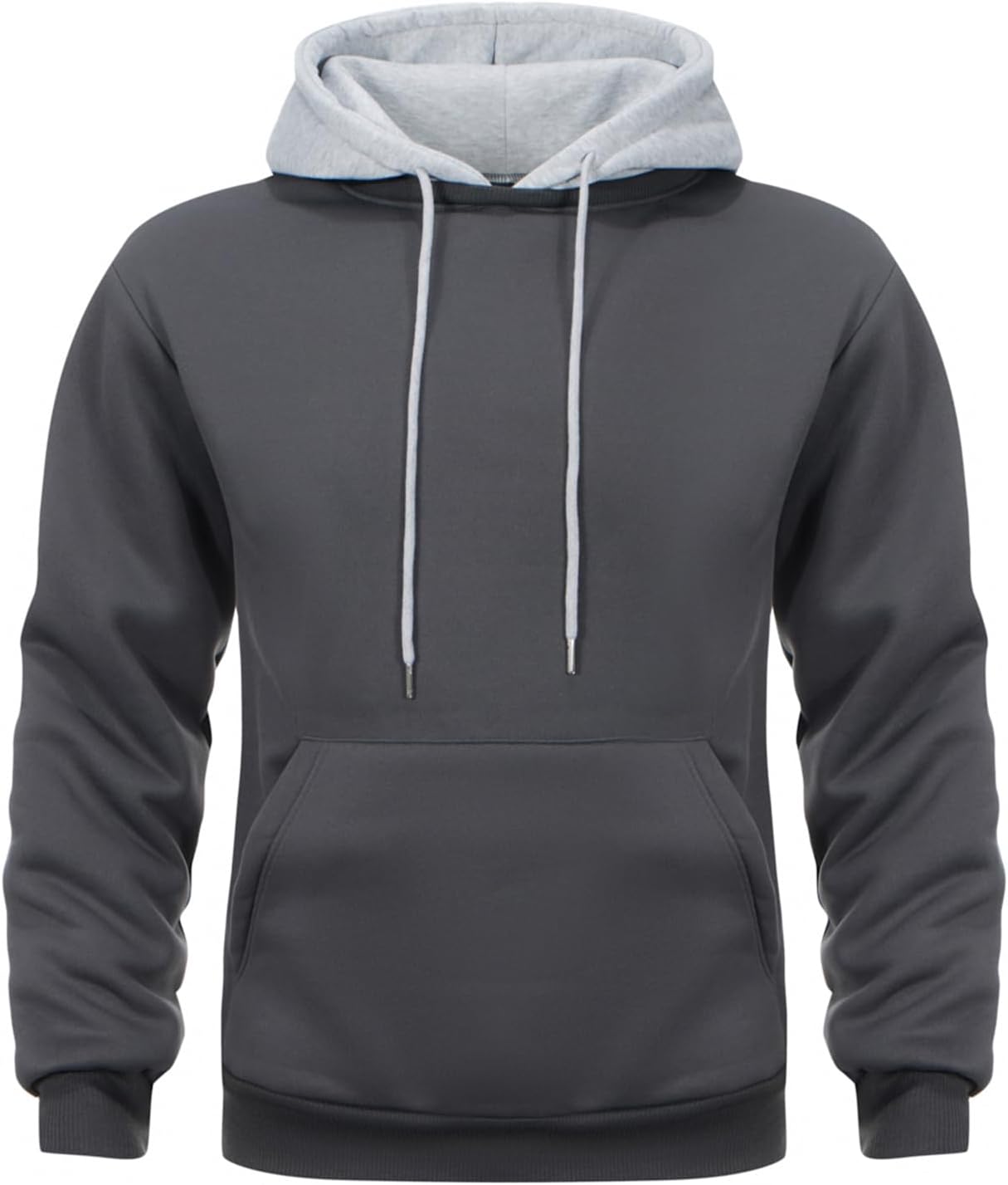 Mens Hoodies Pullover Color Block Fleece Long Sleeve Sweatshirt Tops with Pocket