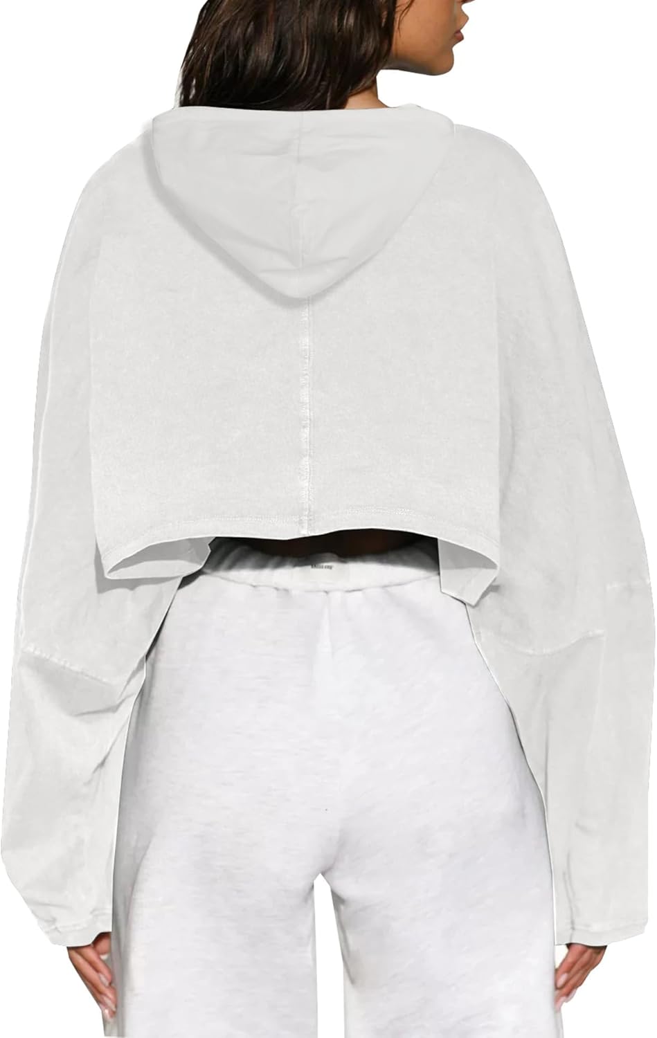 Women's Hoodies Pullover Long Sleeve Cropped Sweatshirt Loose Shirt - Image 2