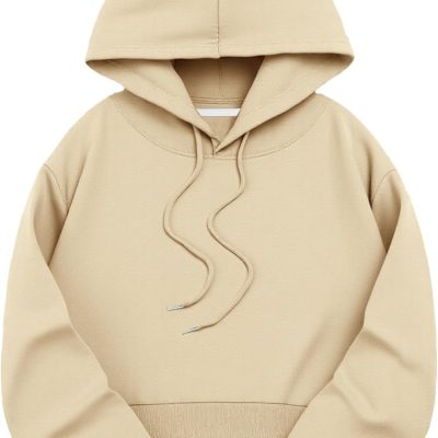 Women Los Angeles Graphic Drawstring Crop Hoodie Long Sleeve Drop Shoulder Pullover Sweatshirt