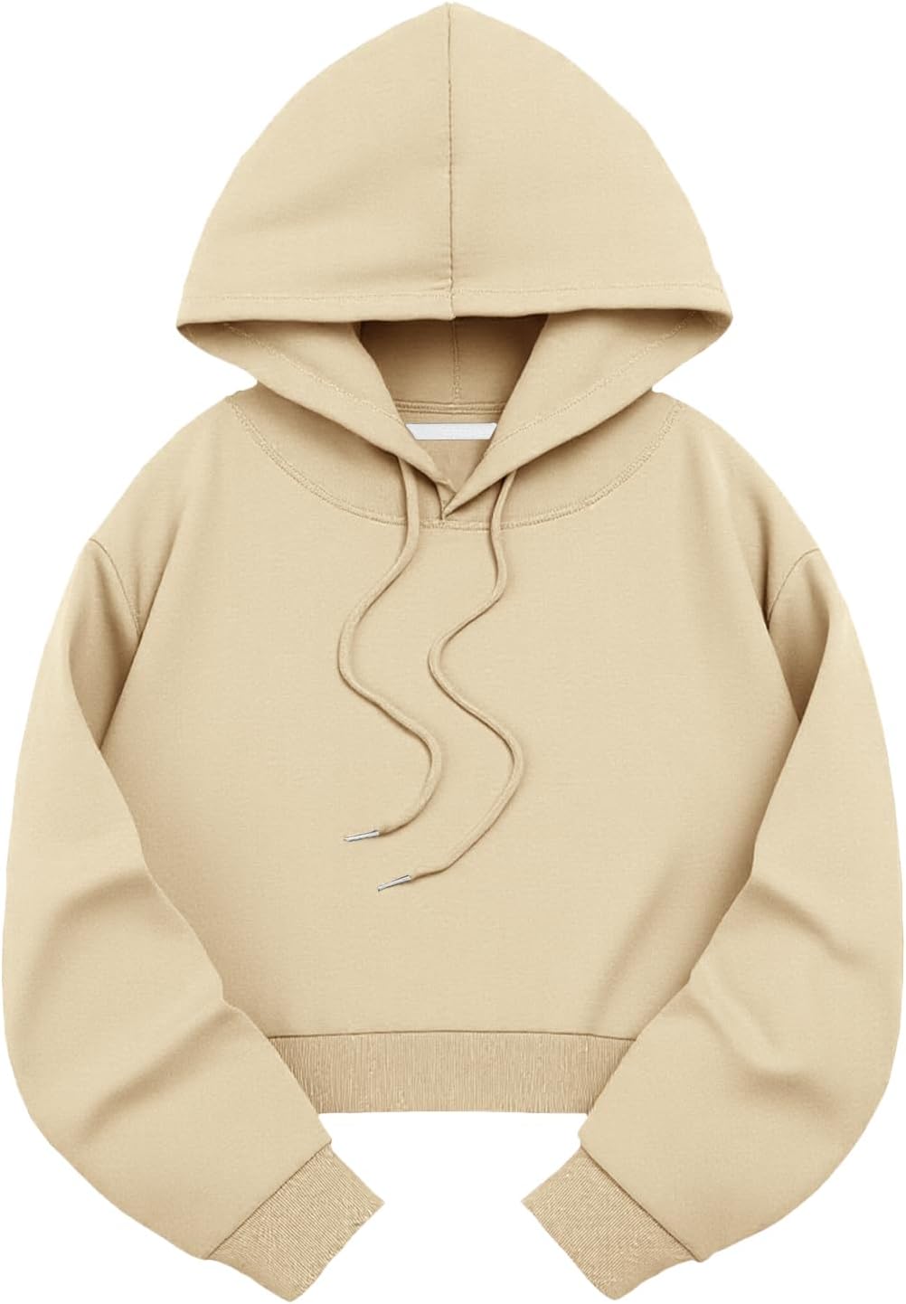 Women Los Angeles Graphic Drawstring Crop Hoodie Long Sleeve Drop Shoulder Pullover Sweatshirt