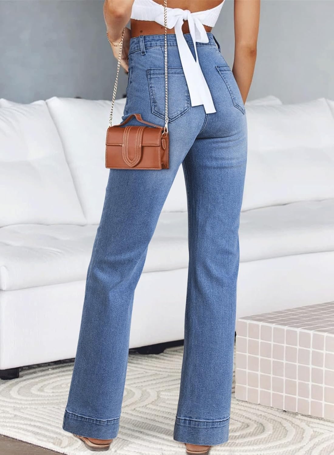 Astylish Women Wide Leg Jeans High Waisted Stretchy Straight Leg Jeans Loose Trendy Denim Pants with Pocket - Image 2