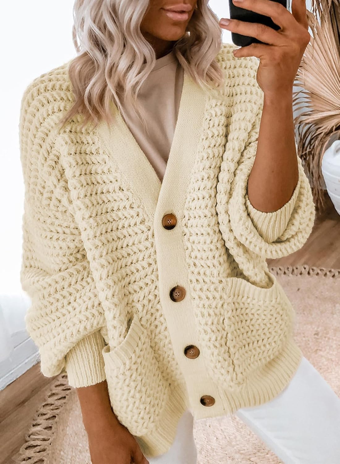 women 2024 Fashion Casual Open Front Long Sleeve Chunky Knit Cardigans Sweaters Outerwear Coats - Image 2