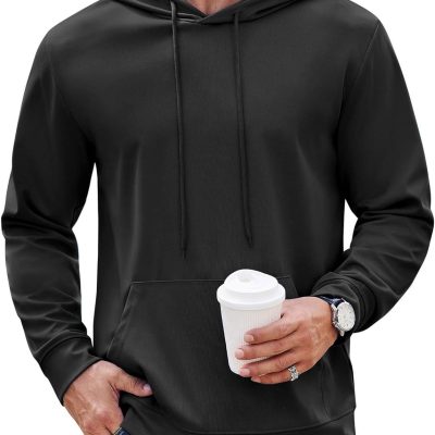 Men's Hoodie Long Sleeve Hooded Pullover Casual Fashion Sweatshirts Drawstring Gym Hooded with Kanga Pocket
