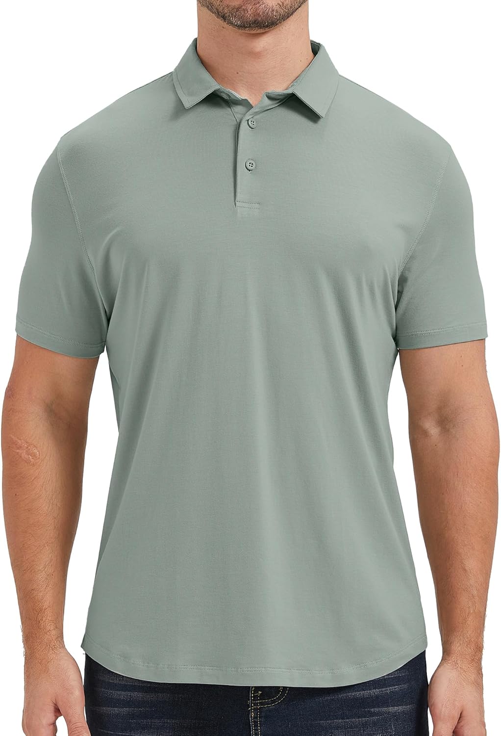 Mens Lightweight Bamboo Viscose Polo Ultra Soft Curved Hem UPF 50+ Casual Collared Golf Shirt