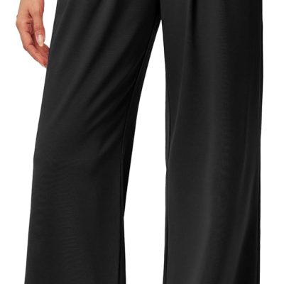 Wide Leg Stretchy Work Pants Pull on Business Casual Pants for Women High Waisted Slacks, 26''/28'' Dress Pants