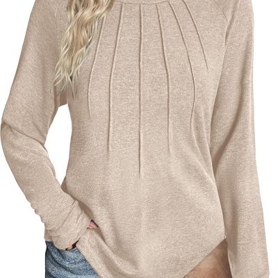 Women Long Sleeve Shirts Casual Tops Blouses Fashion Plea Tunic Fall Clothes 2024