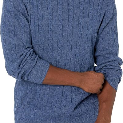Men Crewneck Cable Cotton Sweater